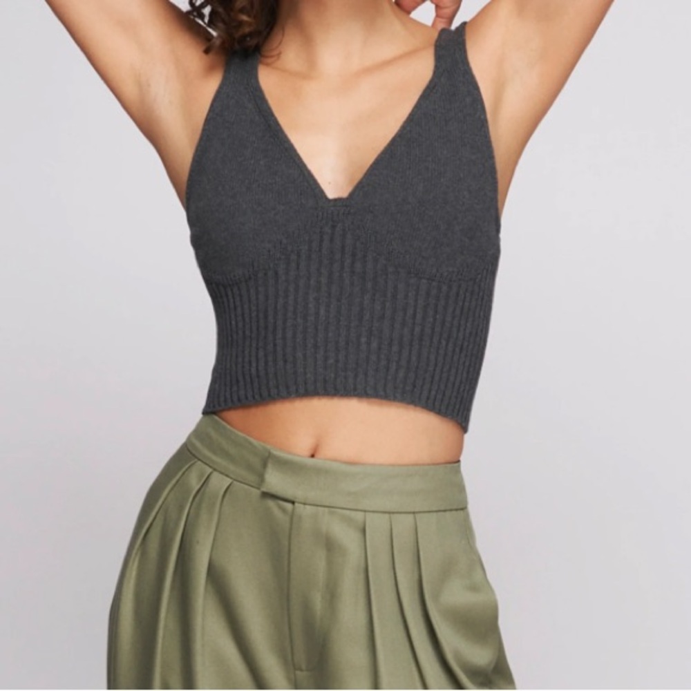 KOTN Ribbed Crop Top in Iron